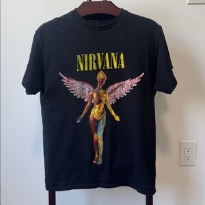 Nirvana Band In Utero Black Graphic Short Vintage Sleeved Tee.   Sz M